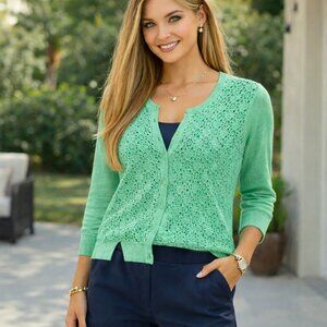 Crochet Knit Cardigan Sweater
